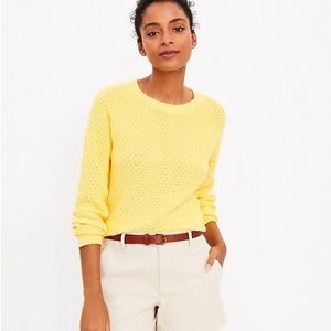 LOFT textured raglan sweater - filed yellow XL